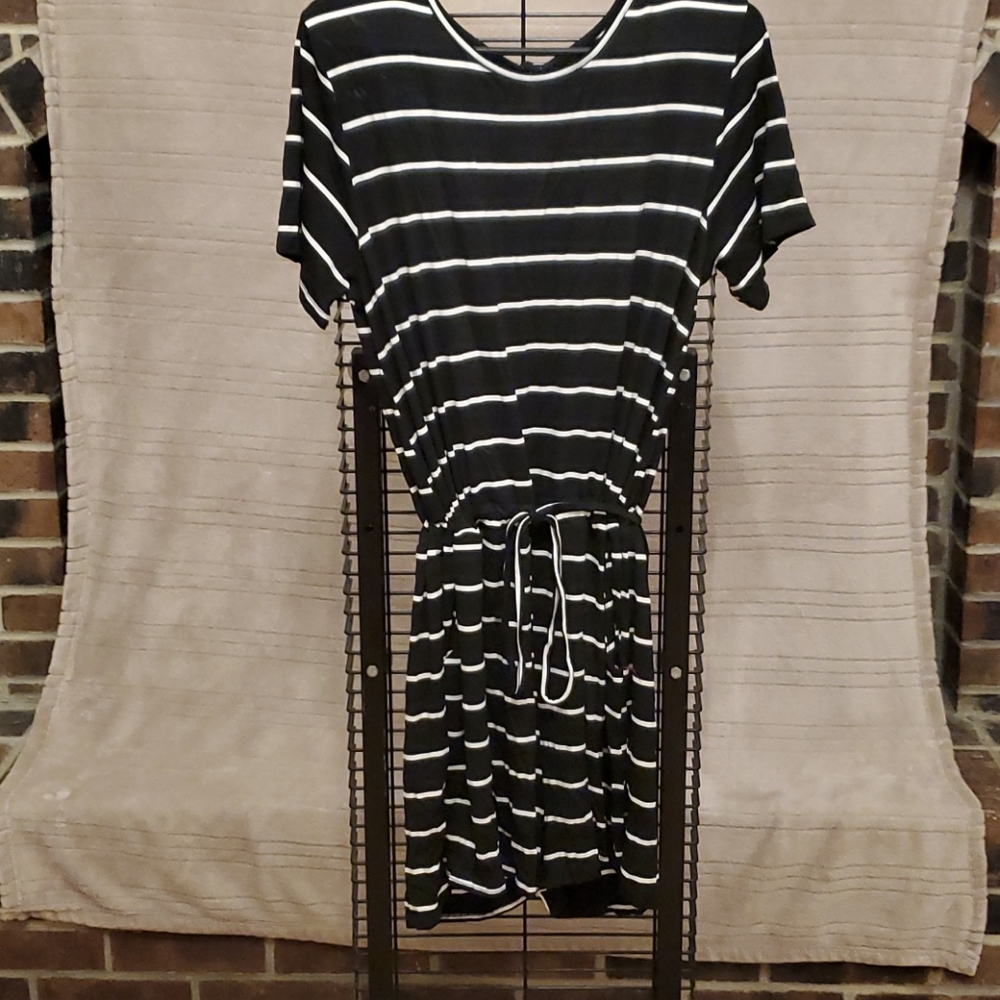 Women's black-and-white striped summer romper
